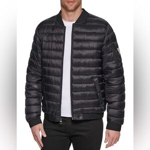 GUESS Men's Light Weight Long Sleeve Elastic Cuffs Bomber Large